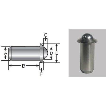 S & W MANUFACTURING Press Fit Ball Nose, Stl, Stnd, 0.250" SWPF10-4B